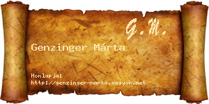Genzinger Márta névjegykártya